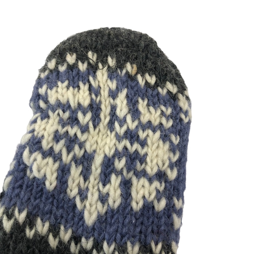 100% Lamb Wool Unisex Handmade Fleece Lined Snowflakes Winter Ski Mittens - Picture 6 of 9